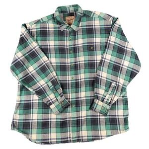 Woolrich Shirt Mens 1X Big Green Plaid Flannel Long Sleeve Button Up Outdoor